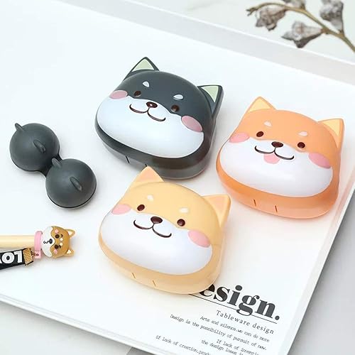 Miniatura 4 de Rain House Paquete de 2 bonitas fundas para lentes de contacto, caja de almacenamiento para lentes de contacto Shiba Inu, soporte portátil para