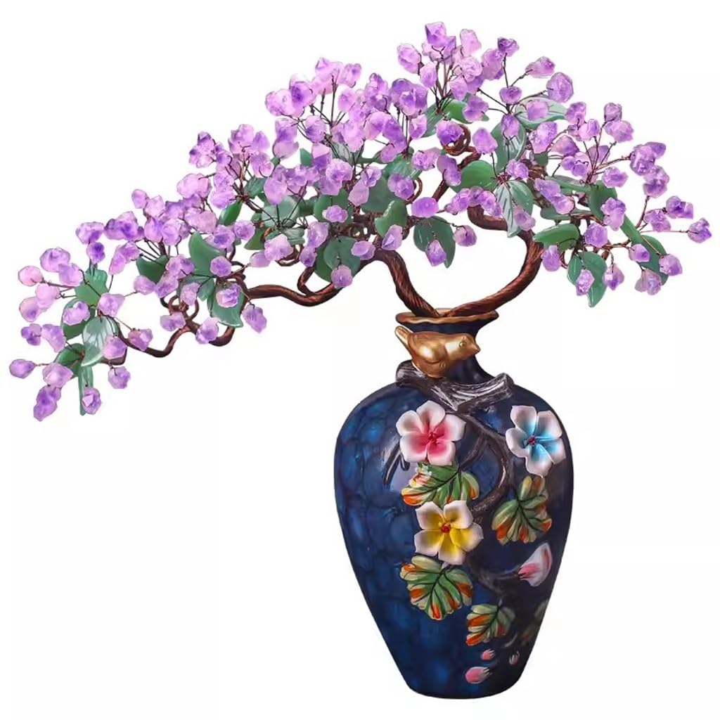 DFGHNBVC Artificial Bonsai Tree Jade Jade Carving Crafts Jade Entrance Tv Cabinet Company Decoration Living Room Wine Cabinet Ornament Desktop Display Fake Plant Greenery Decor,