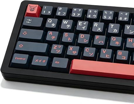 Cherry Profile Black Japanese Keycaps, PBT Material, Dye Sublimation, Minimalist Custom Key Caps for Mechanical Gaming Keyboard, 130 Keys