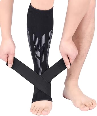 OhMill Compression Calf Sleeves Lower Legs Calf Brace Ankle Support for Running Cycling Recovery Breathable for Men Women
