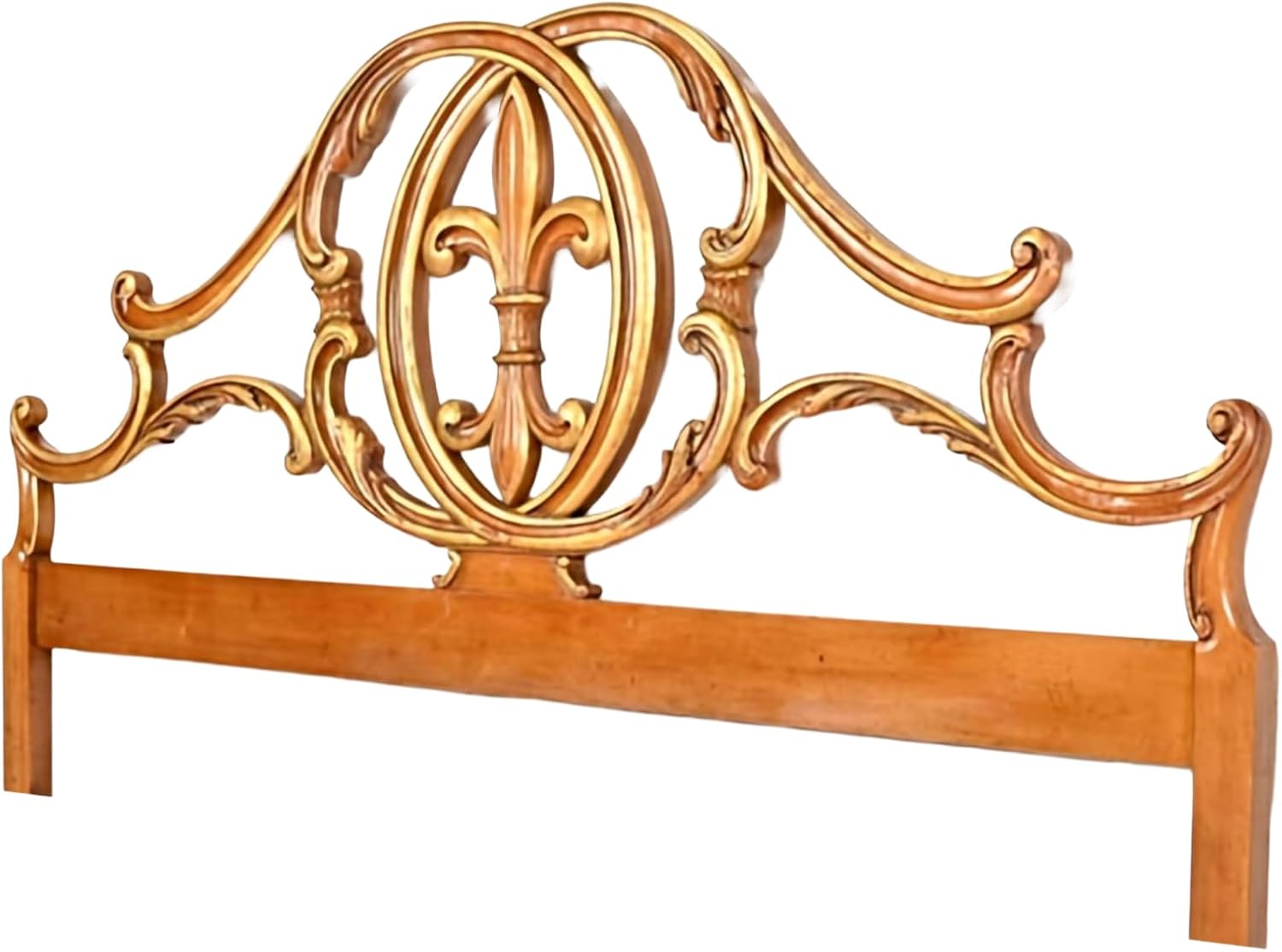 Hand Painted Bed Head Antique Gold Washed Wooden Bed Headboard Wall Mounted Handmade Carved Headboard Tropical Home Decor (Queen- 63x42x1 -inches) | Engineered Wood