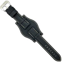 diloy Leather Watch Strap Bison-Grain Embossed Bund 386 | Cowhide leather watch strap compatible with Fossil CH2592 CH2564 CH2565 CH2891 CH3051 aviation style 5 mm thick