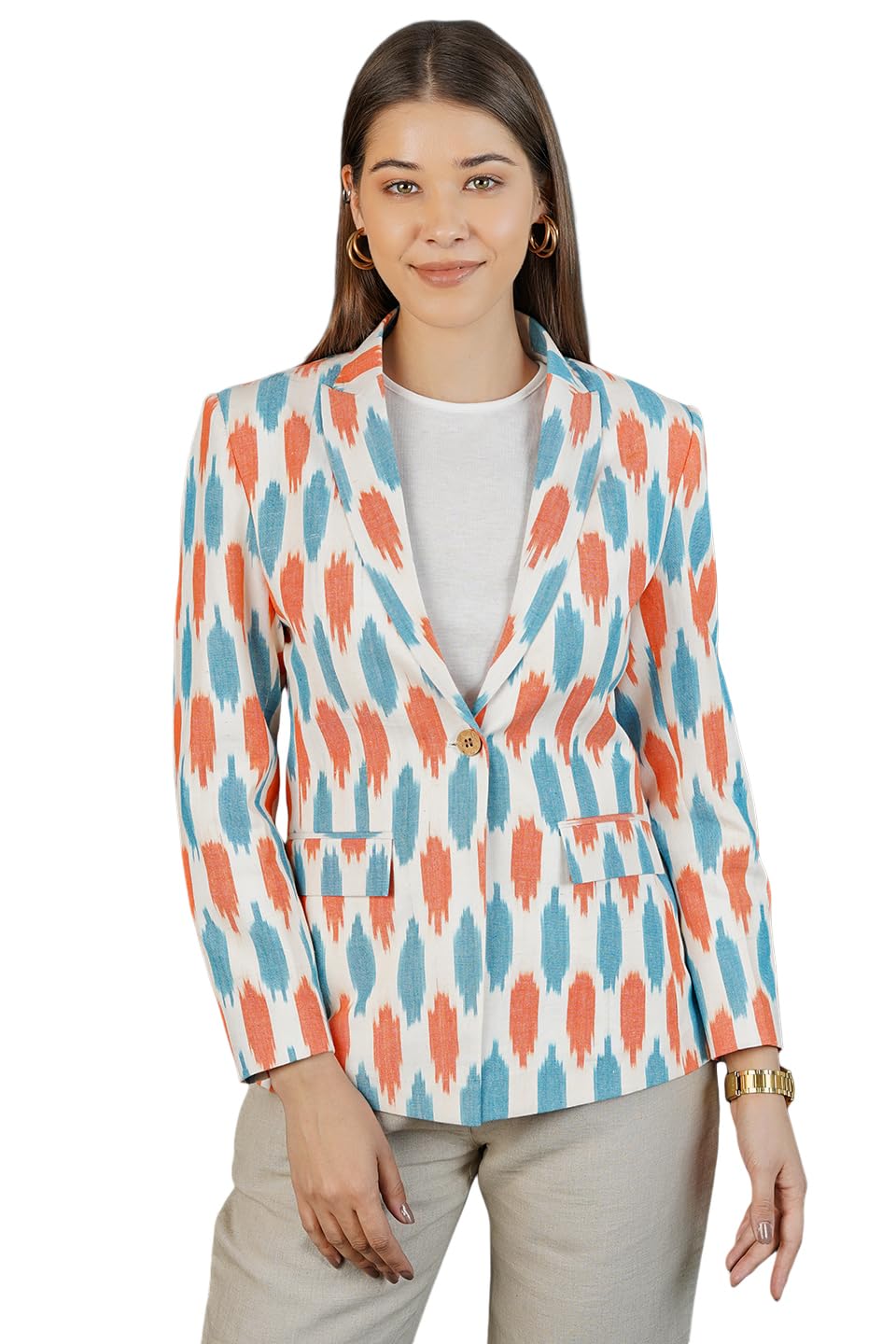 Women's Blazer Ikat Cotton Blazer-image-33