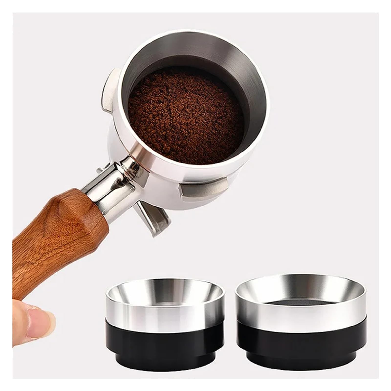 Anillo dosificador de café de 51MM, 53MM y 58MM, accesorios portafiltro, herramienta de embudo Barista, utensilios de café(Black 53mm)