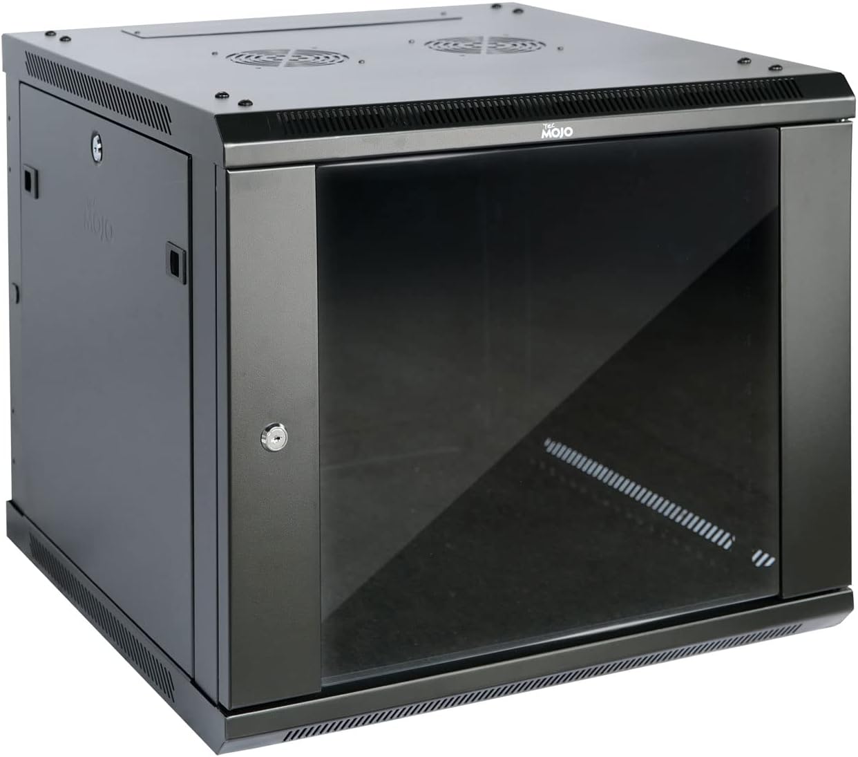 Tecmojo Elite Collection 9U Wall Mount Server Cabinet IT Network Rack Enclosure Lockable Glass Door and Side Panels, 19 inch Deep (Black, Elite/Glass/17.7inch Deep)