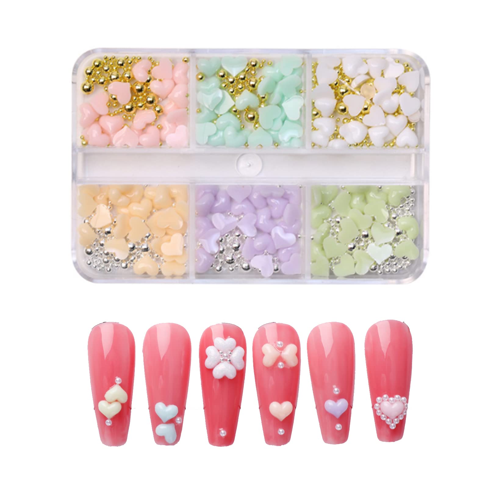 Amazon.co.jp: ネイルパーツ ハート 変色 6色 3d 立体 ハートストーン