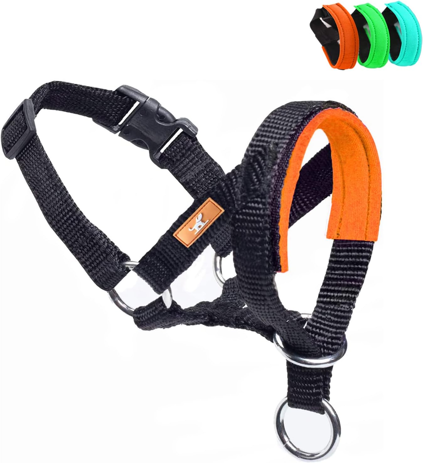 wintchuk Dog Head Collar with Soft Fabric, Head Harness Stops Dog Pulling, Head Leash for Small Medium Large Dogs Walking (M,Orange)