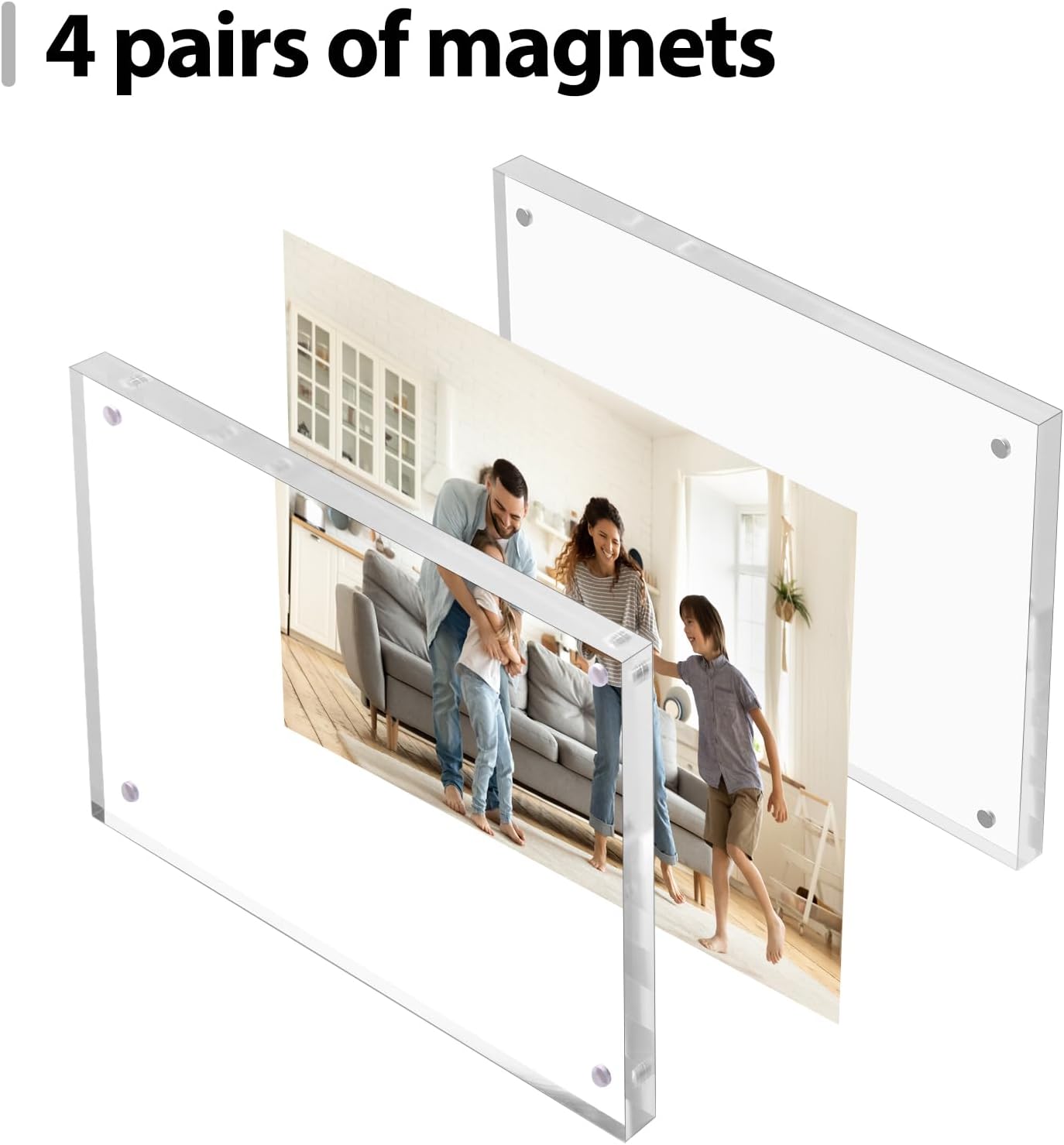 Fixwal 4x6 Picture Frame, 6 Pack Acrylic Frames, Clear Double Sided Photo Frame with Magnetic Desktop