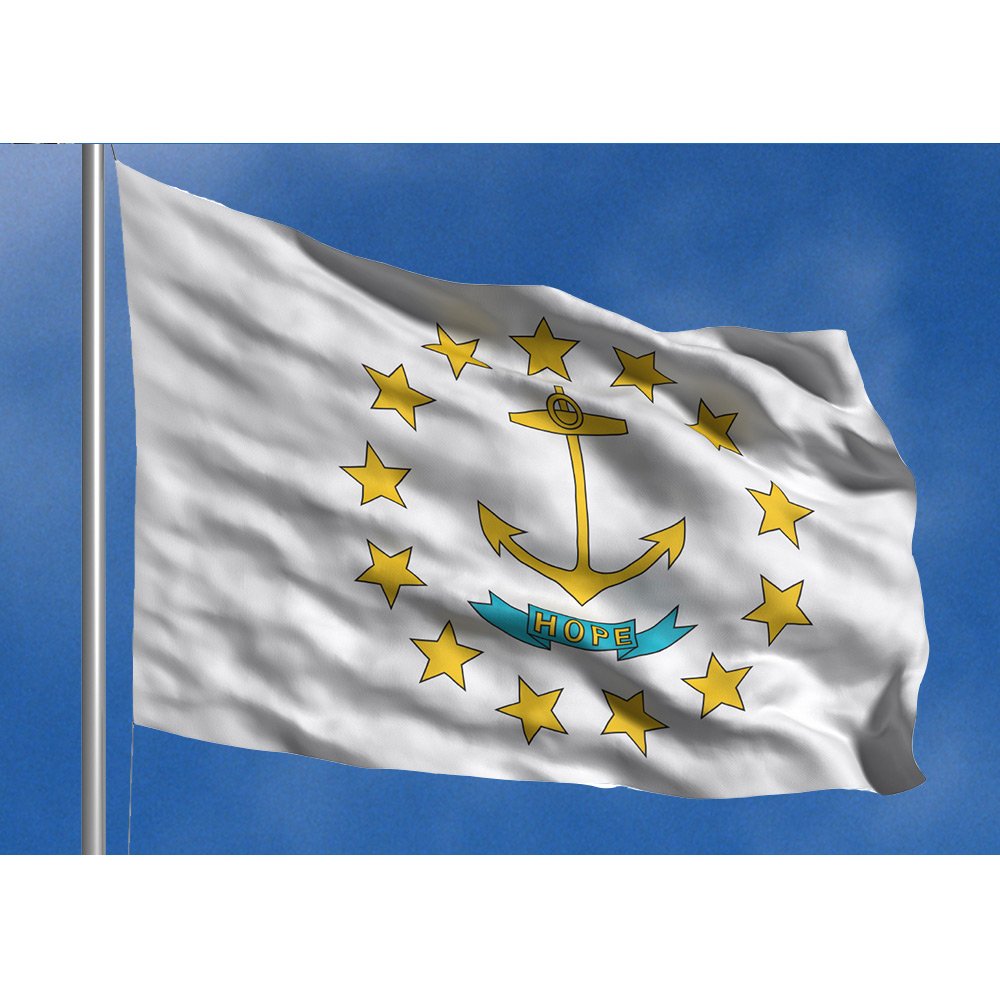 Allied Flag5' x 8' Outdoor Nylon Rhode Island State Flag Vivid Color and Fade Resistant - Reinforced Hem and Brass Grommets