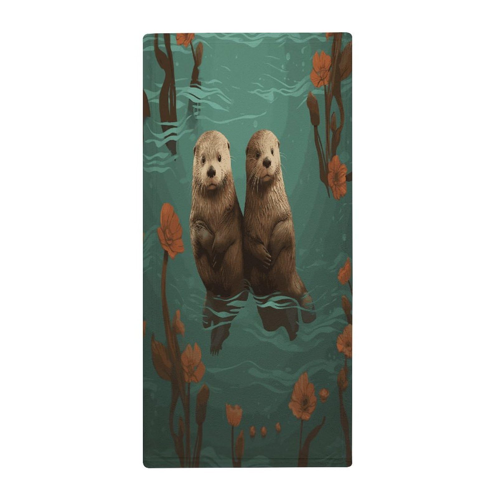 Fekiloot Style Otters In Love Towels For Bathroom, Bath Towels 13.8 X 28.7 Inch, Hand Towel Multipurpose Use As Bath Fitness, Bathroom, Shower, Sports, Yoga Towel