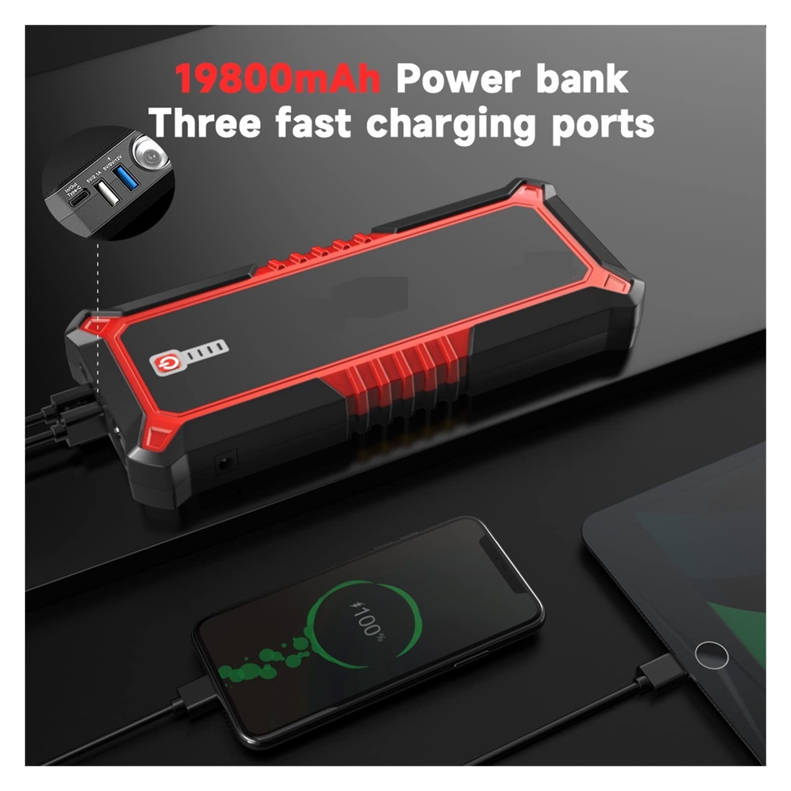 Ładowarka samochodowa 2000A automatyczne urządzenie do uruchamiania awaryjnego 12V zewnętrzny powerbank samochodowy automatyczny wzmacniacz baterii motocyklowej 19700mAh przenośny PowerBank pojazdu