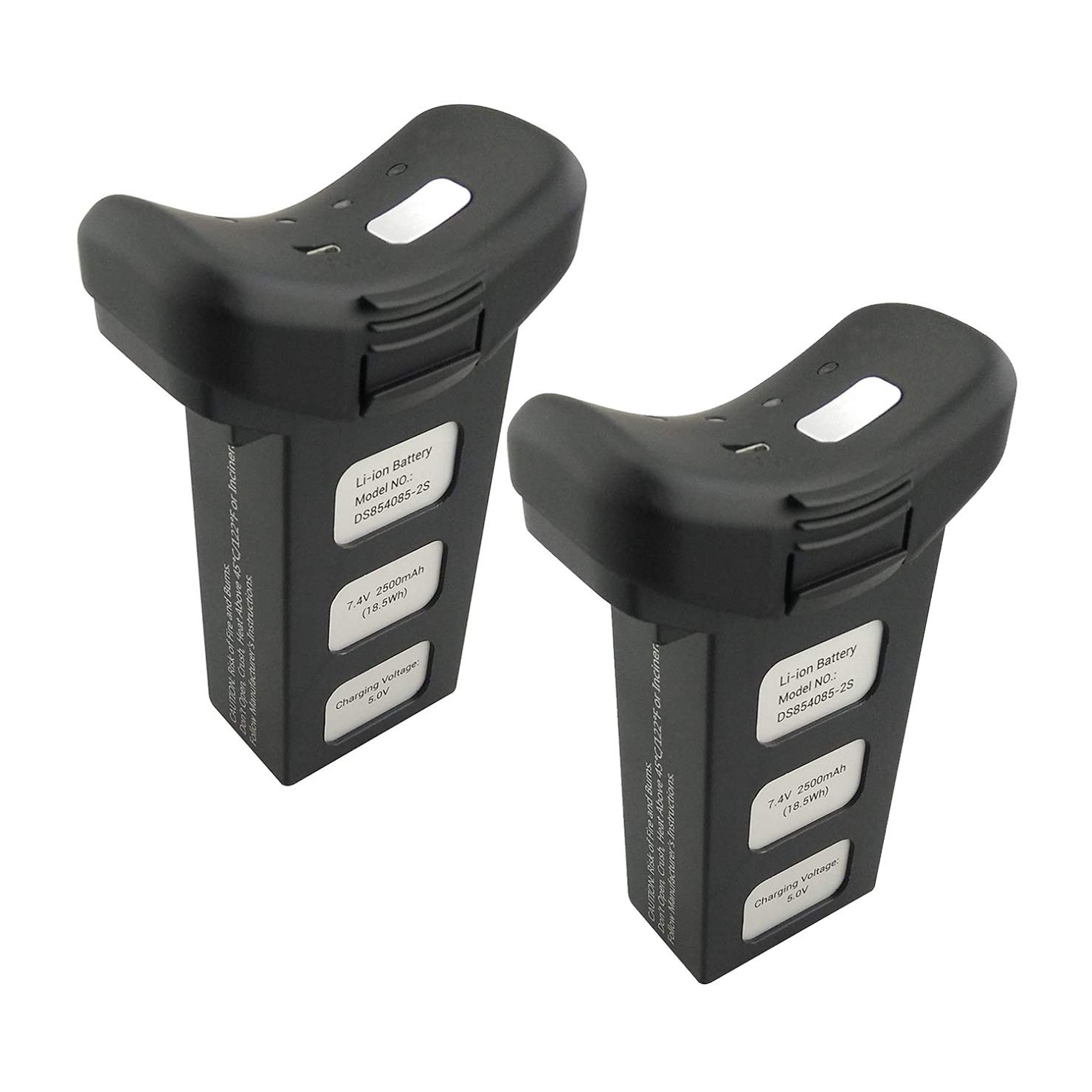 Lot de 2 batteries au lithium 7,4 V 2500 mAh pour quadricoptère HS100 S70W T35 HS100G MQ001 - Pièces de rechange pour drone Aircraft Model Drone Black Battery