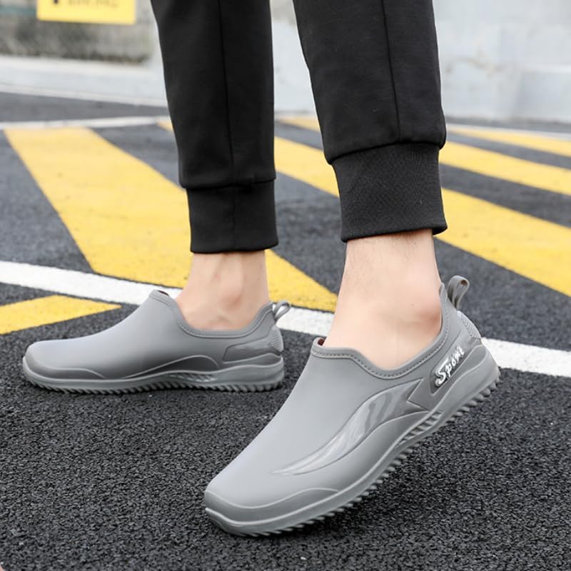 Men'S Stylish Short Rain Boots - Slip-On, Non-Slip, Waterproof Work Boots Comfortable All-Season Rain Shoes