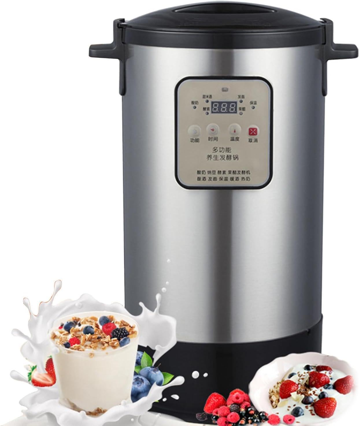 Máquina digital de yogur griego de acero inoxidable con control de tiempo y temperatura