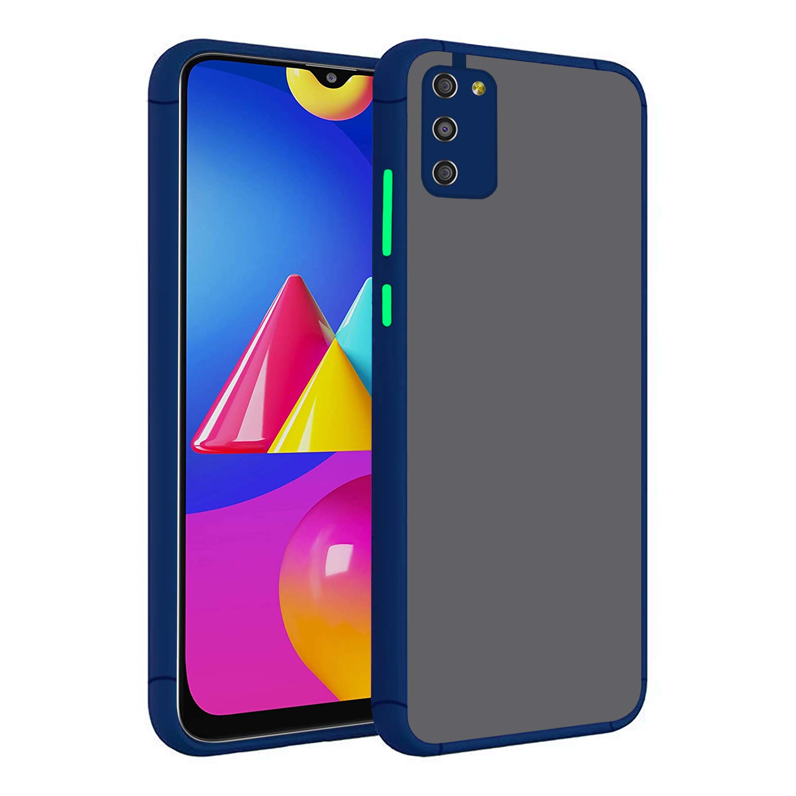Amazon Brand - Solimo Matte Clear Case (Hard Back & Soft Bumper Cover) with Camera Protection for Samsung Galaxy M02s - Blue (B08WXSZ41J) Amazon Price History, Amazon Price Tracker