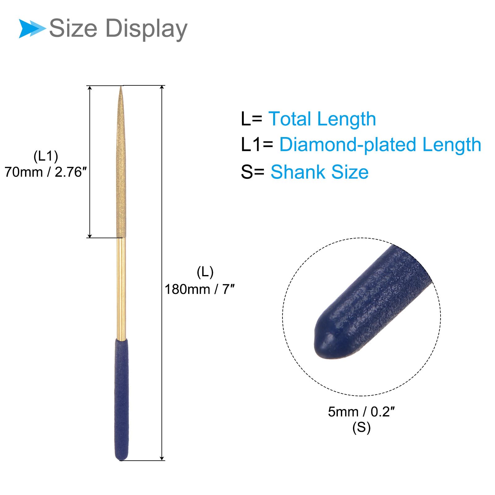 CoCud Diamond Coated Needle File,, 5x180mm - Image 2