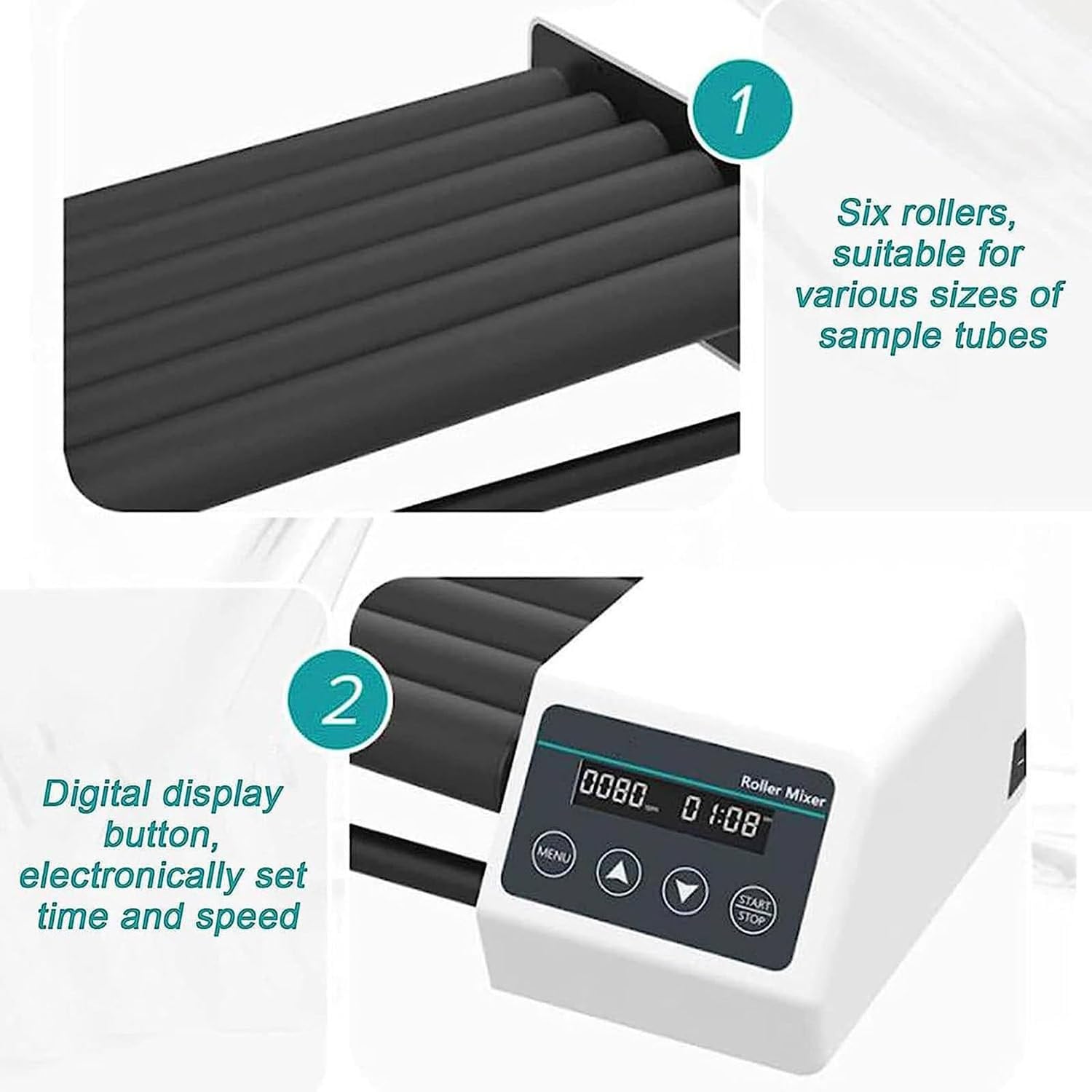 Labor-Rollenmischer, digitaler Rollenmischer, Orbitalrotationsschüttler mit 6/8 Rollen, für Labore, Bioengineering,8pro