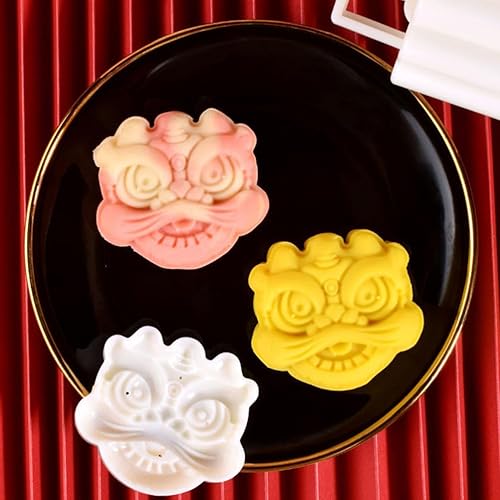 Miniatura 3 de PRETYZOOM Moldes de prensa para pastel de chocolate para pastel de luna chino tradicional de danza de león, festival de otoño, mano, cortador de