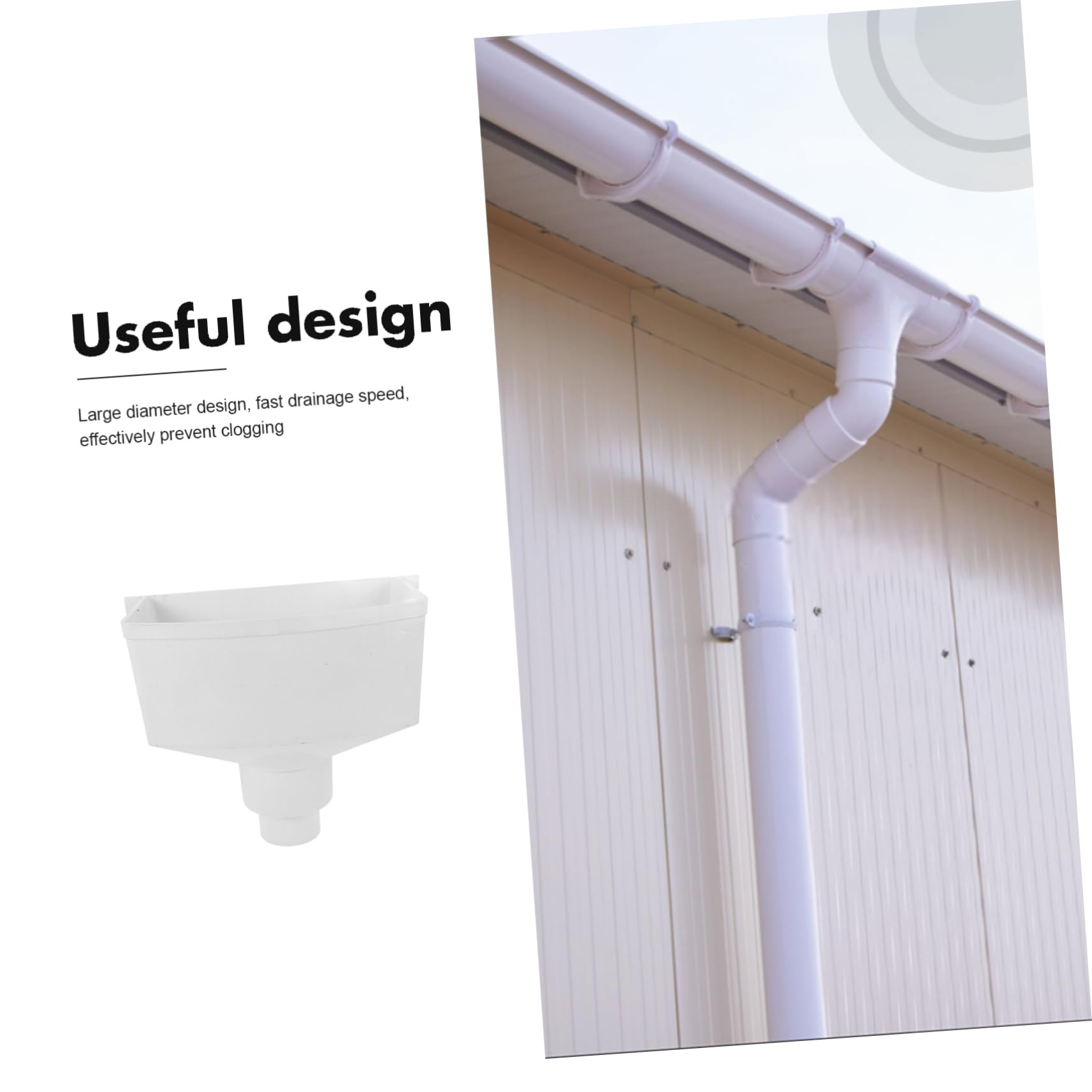 Mikikit Pvc Dachrinnenadapter aus Robustem Pvc 75mm Regenwasserablaufanschluss mit Fallrohrverbinder nicht Verformbar Einfacher Einbau für Dachentwässerung