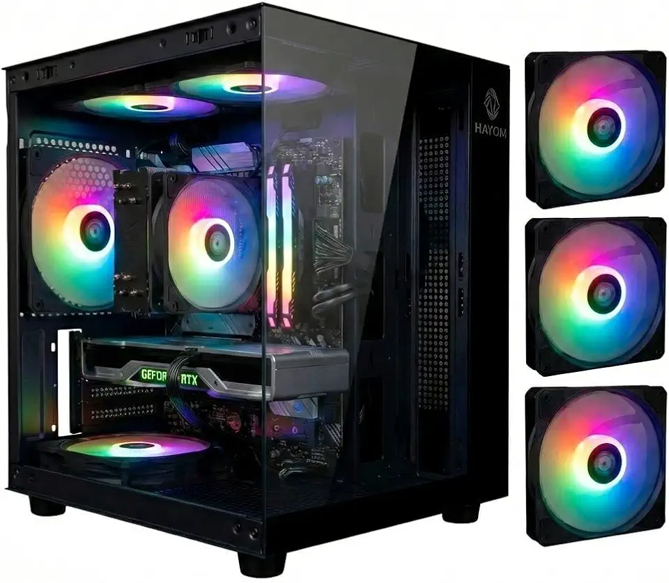 Gabinete GamerAquario Mini Cubo Preto GB1787 Micro-ATX ITX 3 Fans Inclusas USB 3.0 Lateral e Frontal Vidro Temperado