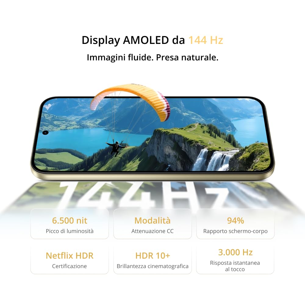 realme 16 Pro 5G Smartphone, Fotocamera Periscopica Sony, 8GB RAM +512GB ROM, Display Curvo 120Hz, Dimensity 7300 Max 5G, Ricarica 67W SUPERVOOC, Dual SIM Android, Viola orchidea