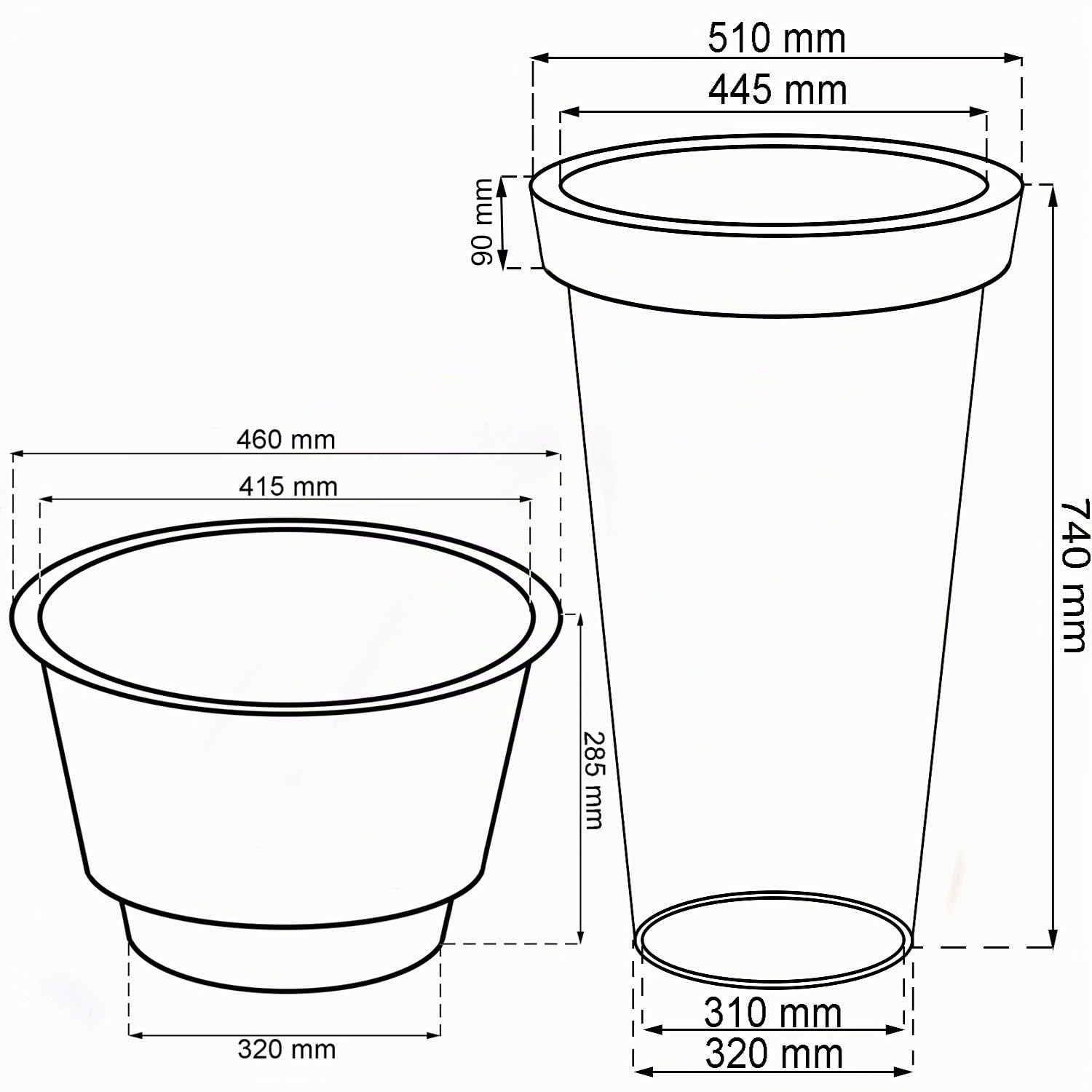 Vaso per piante alto Massive Classic TOWER 58Lt ø 51 cm colore: terracotta