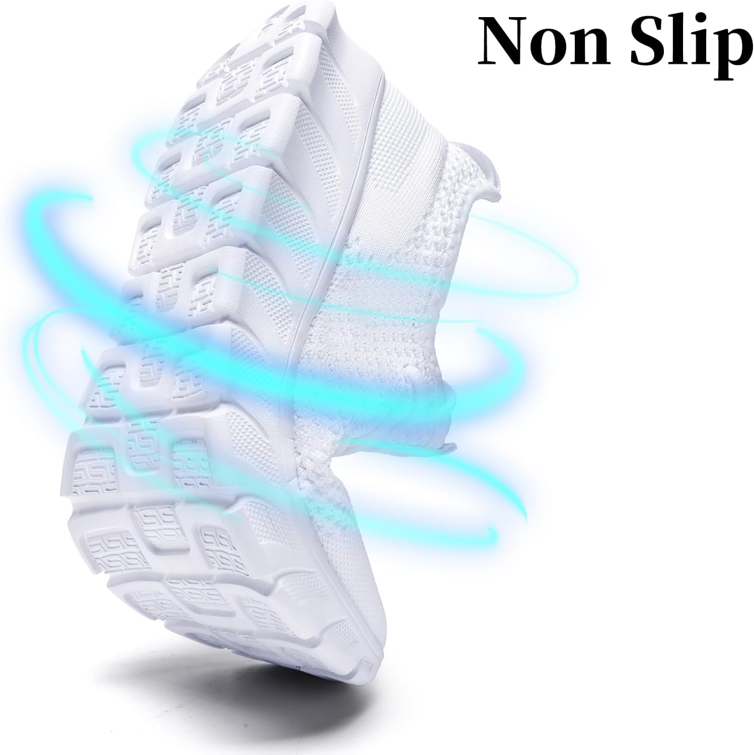 CMNZHK Women Running Tennis Shoes Slip On Walking Gym Atheltic Fashion Sneakers Breathable Workout Lightweight Shoe White Size 8 - Image 4