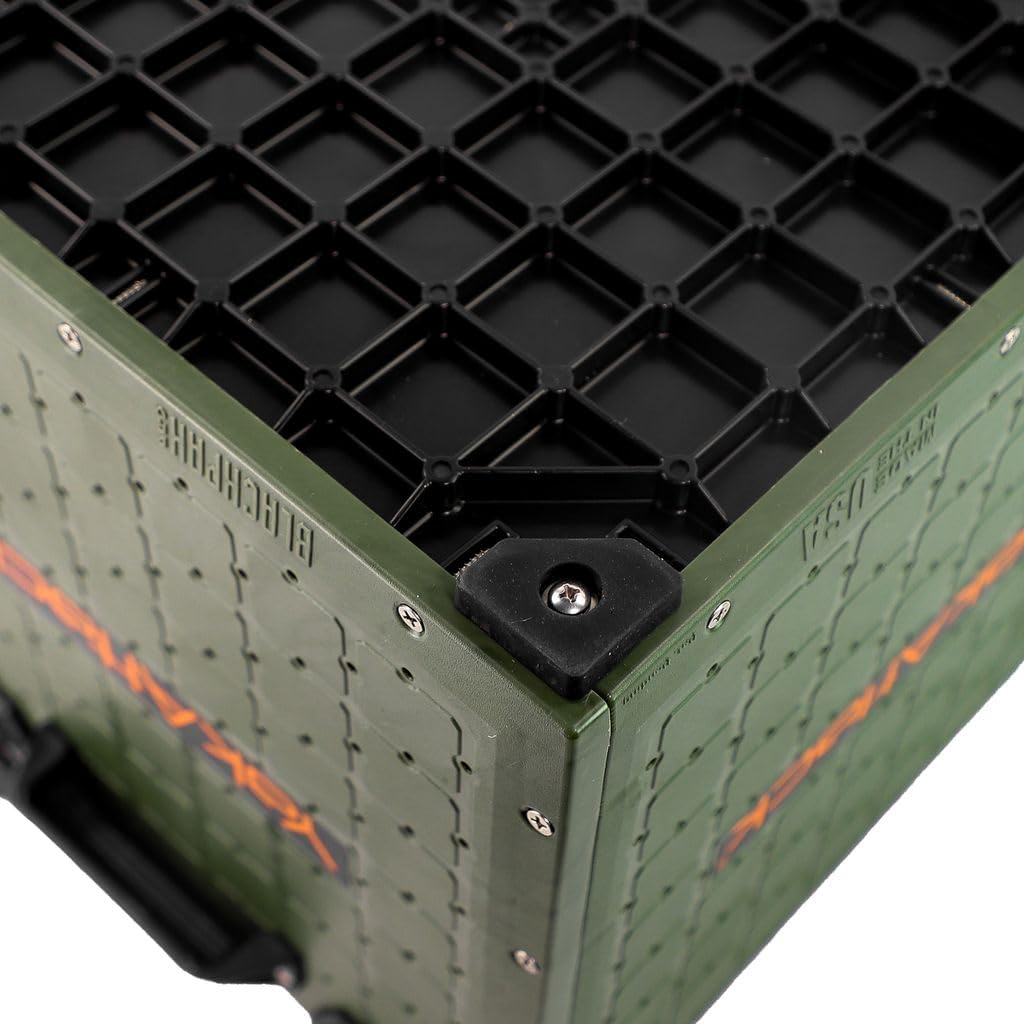 YakAttack BlackPak Pro Kayak Fishing Crate - Ranger Green | 13" x 13" Riggable Kayak Gear Storage System with Hinged Lid, GridLoc Mount Panels & 3 TetherTube Rod Holders | Lightweight Tankwell Crate