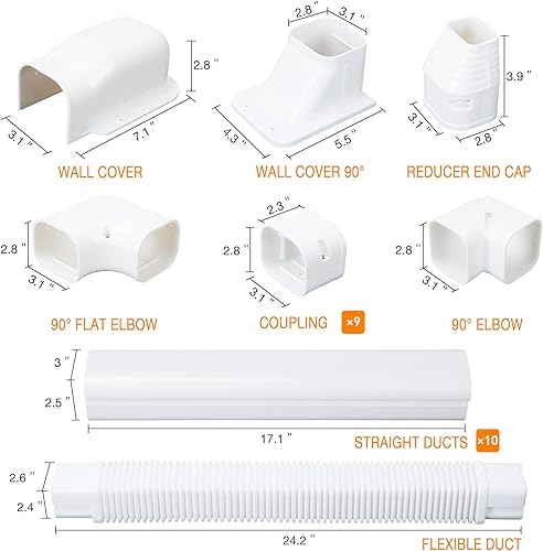 Miniatura 4 de UNAOIWN Mini Split Line Set Cover Kit 3" W 16ft Aire Acondicionado Decorativo PVC Slim Line Cover para AC Central y Bombas de Calor Sistemas Tubos