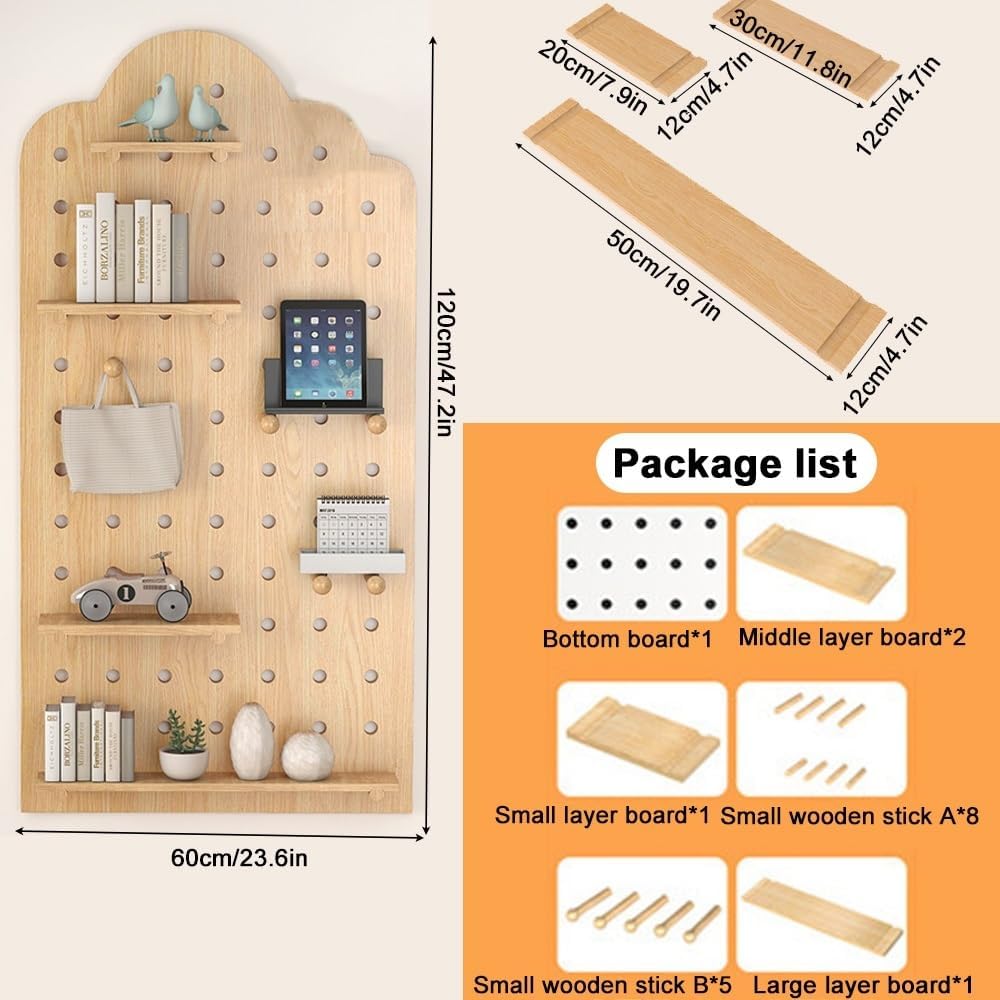 Wooden Wall Organizer Kit - Versatile Wall-Mounted Storage Solution for Home Office, Craft Room, and Garage - Stylish Display & Organization System