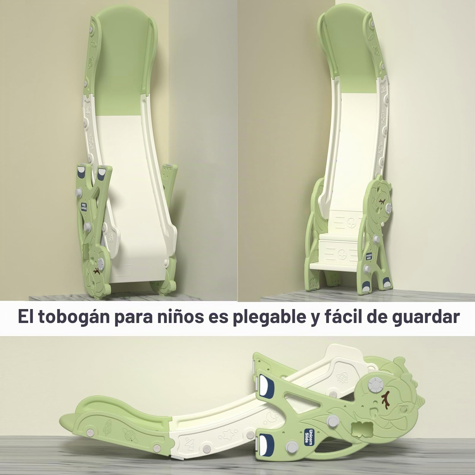 Zkiprm Tobogán Alargado Plegable 142CM, Toboganes Infantiles Exterior con Peldaños Totalmente Cerrados, Canasta de Baloncesto, Juguetes, Toboganes Infantiles para Interior y Exterior De 1 a 3 años