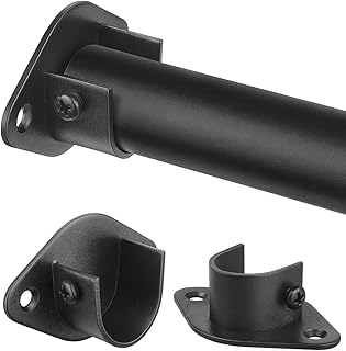 Closet Rod, 17 to 64 Inch Heavy Duty Adjustable Metal Clothing Rack for Hanging Clothes, Closet Poles for Wardrobes, Laundry, Durable Steel, Black