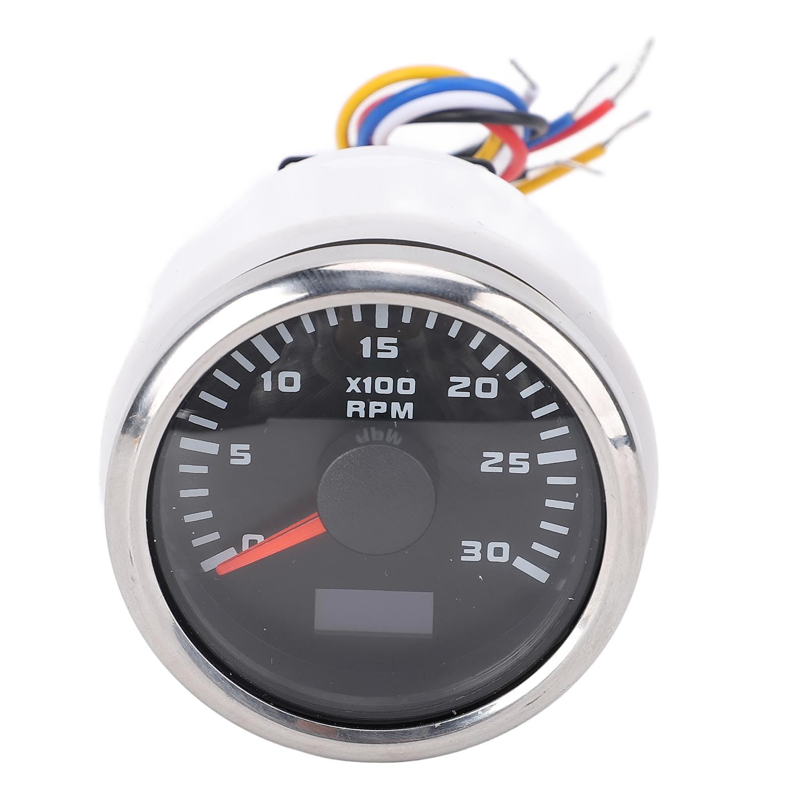 Conta Giri Universale, Tachimetro Elettromeccanico con Display Retroilluminato 52mm 0-3000 Giri/min per Camion, Barche, Motori, Veicoli a Benzina (Quadrante Nero Lunetta Argento)