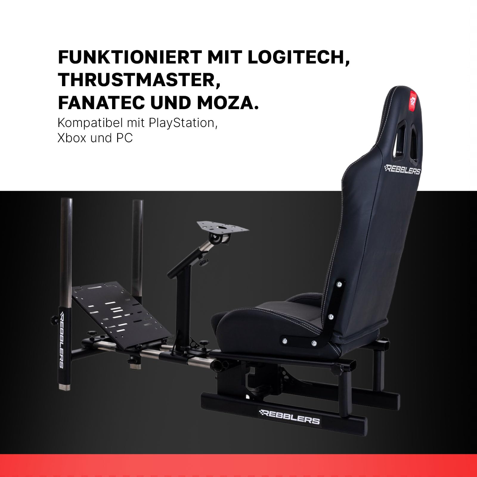 PRO SIM Racing Cockpit Verstellbarer Rennsitz Formula bis GT und Rallye Schwarz