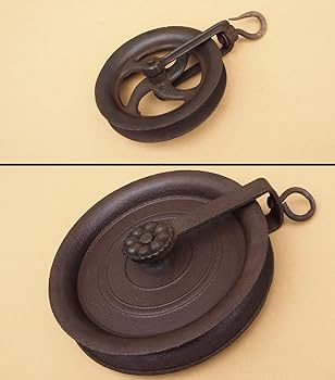 お値下げ★古道具　ドリル　古民具　アンティーク Amazon.co.jp: 昭和レトロ井戸滑車つるべ滑車鉄製大小2個セット