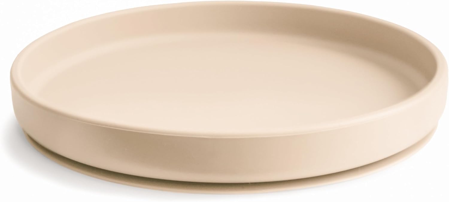 mushie Classic Silicone Suction Plate | BPA-Free Non-Slip Design (Shifting Sand)