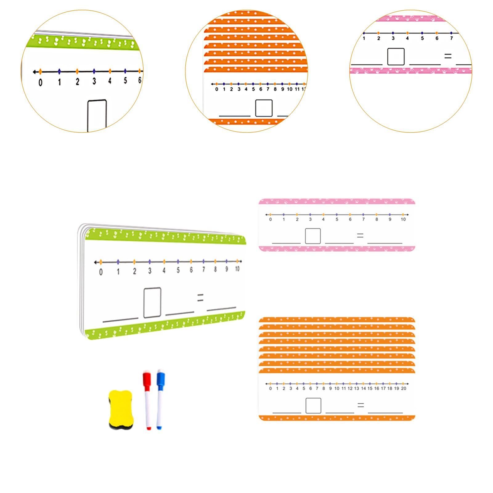 Fenteer Lot de 21 Cartes Effaçables à Sec avec Lignes Numériques pour Bureau, Tableau Blanc, Tableau Numérique