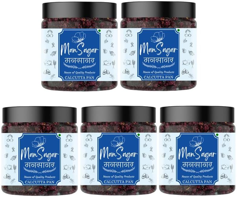 ManSagar Calcutta Pan Mukhwas – Pack of 5 (400g Each) | Total 2Kg | Authentic Indian Mouth Freshener Jar | Traditional Calcutta Flavor for Fresh Breath & Digestion