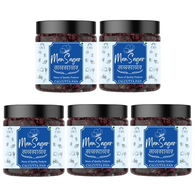ManSagar Calcutta Pan Mukhwas – Pack of 5 (400g Each) | Total 2Kg | Authentic Indian Mouth Freshener Jar | Traditional Calcutta Flavor for Fresh Breath & Digestion
