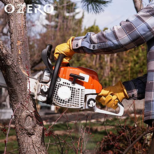 OZERO Flex Grip Leather Work Gloves Stretchable Wrist Tough Cowhide Working Gardening Garden Gloves 1 Pair (Gold, X-Large)