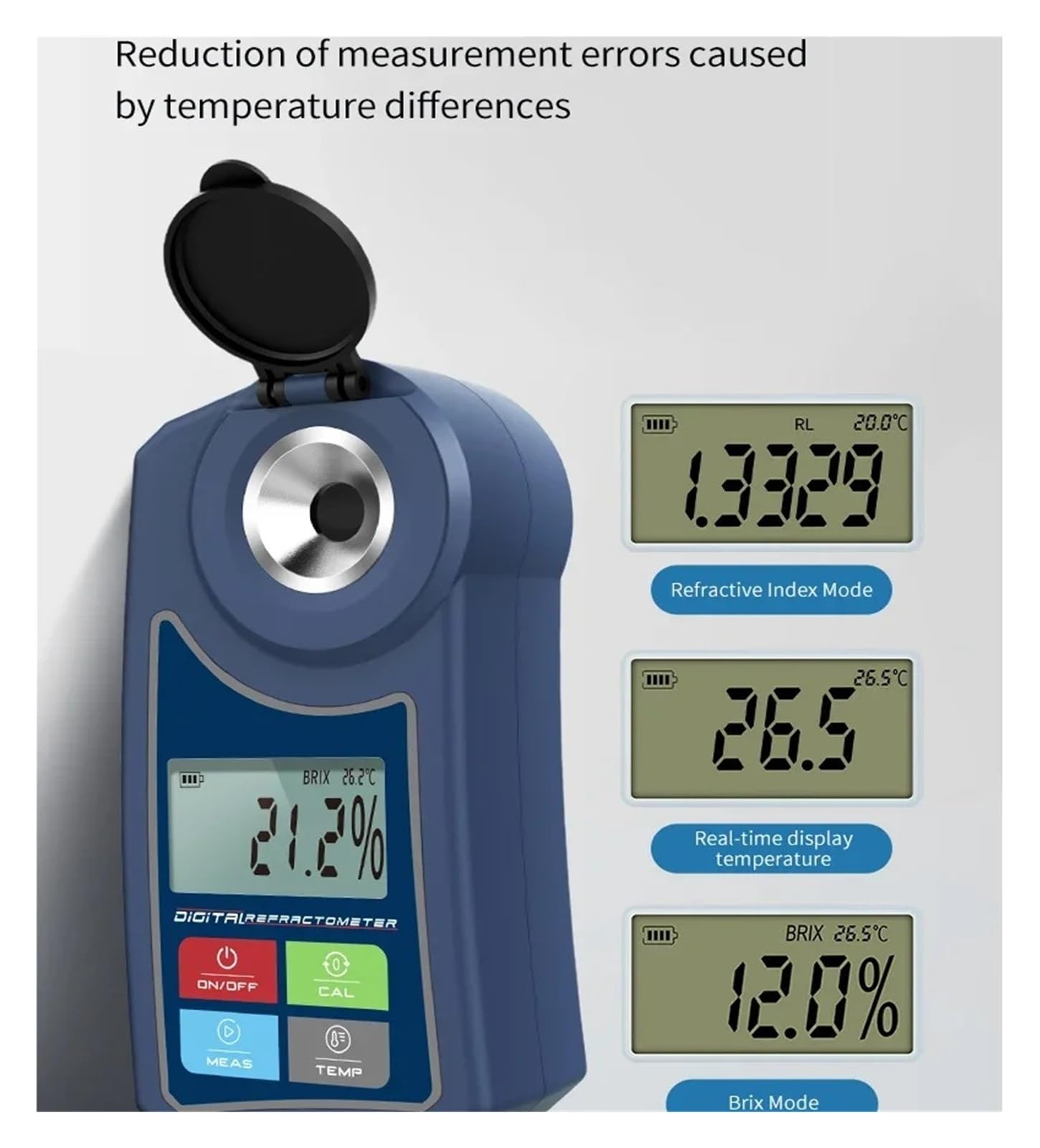 Refractómetro digital Brix Meter, probador de contenido de azúcar for jugos de frutas y bebidas, instrumento de medición preciso Respuesta Rápida