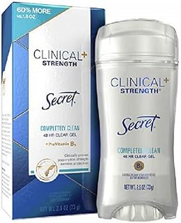 Secret Clinical Strength Deodorant and Antiperspirant for Women Clear Gel Completely Clean 2.6 Oz