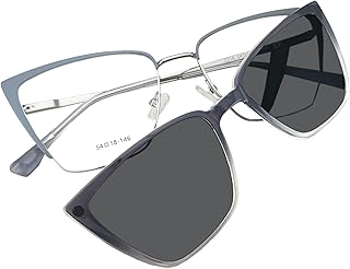 Cat Eye Magnet glasses 2 in 1 Polarized clip on Sunglasses for Women 54-18-146 Metal Spring hinges