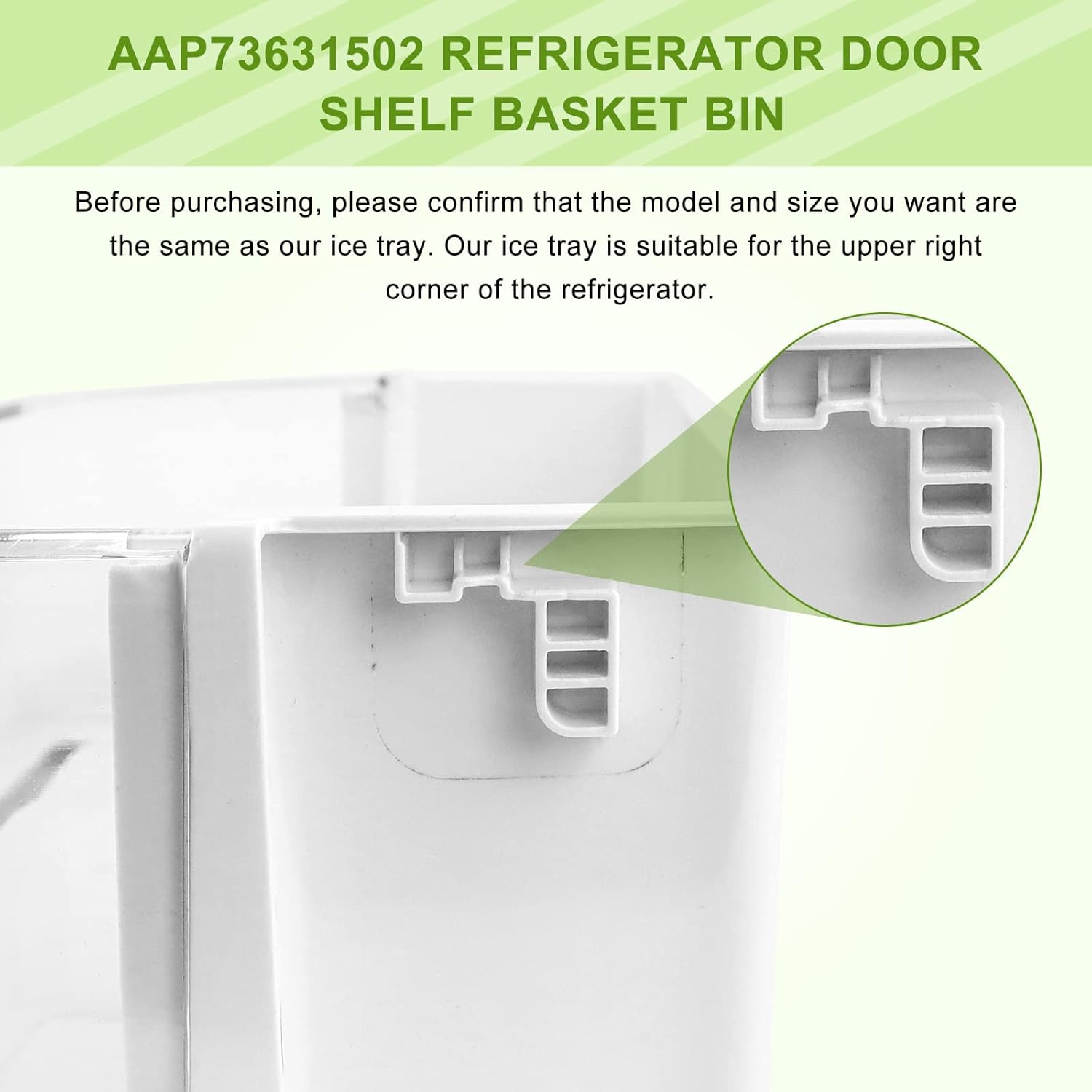 [2 PACK] AAP73631502 Refrigerator Door Shelf (Right) Replacement PD00005335 2443758 AP4563994 PS2581944 EAP2581944 compatible with LG KENMORE Refrigerator Door Shelves - BY AMI PARTS