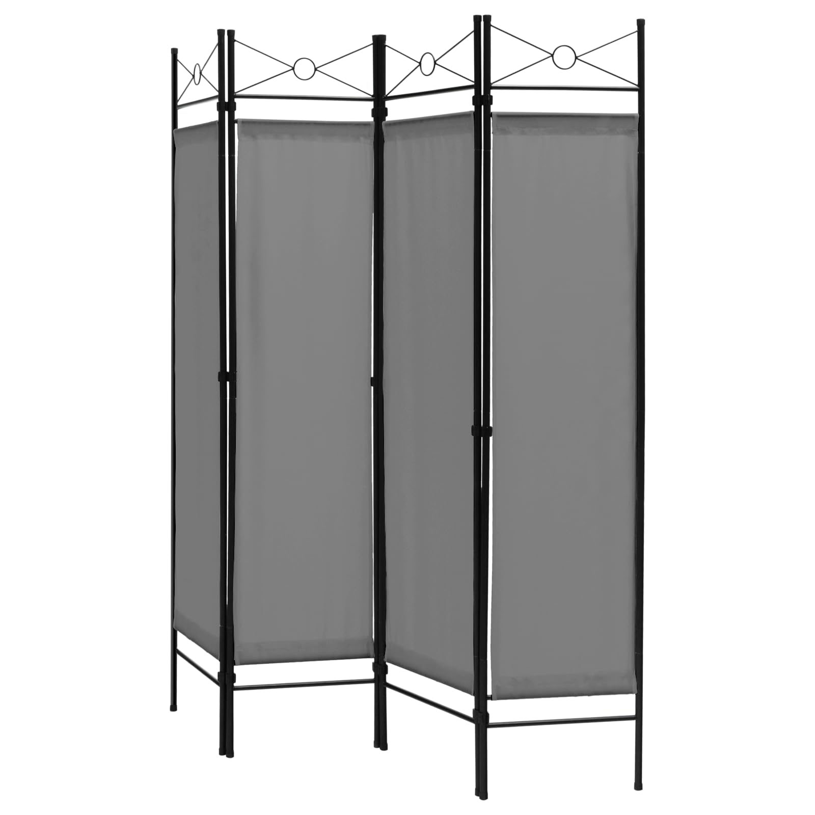 CASART 4 Panel Room Divider, Steel Frame Folding Room Partitions Protective Screens with Non-slip Feets, Home Office Fabric Privacy Splitter Decorative Separator for Bedroom Living Room (Grey)