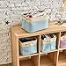 EZOWare Set of 3 Large Canvas Fabric Tweed Storage Organizer Cube Set W/Handles for Nursery Kids Toddlers Home and Office - 15 L x 10.5 W x 9.4 H -blue