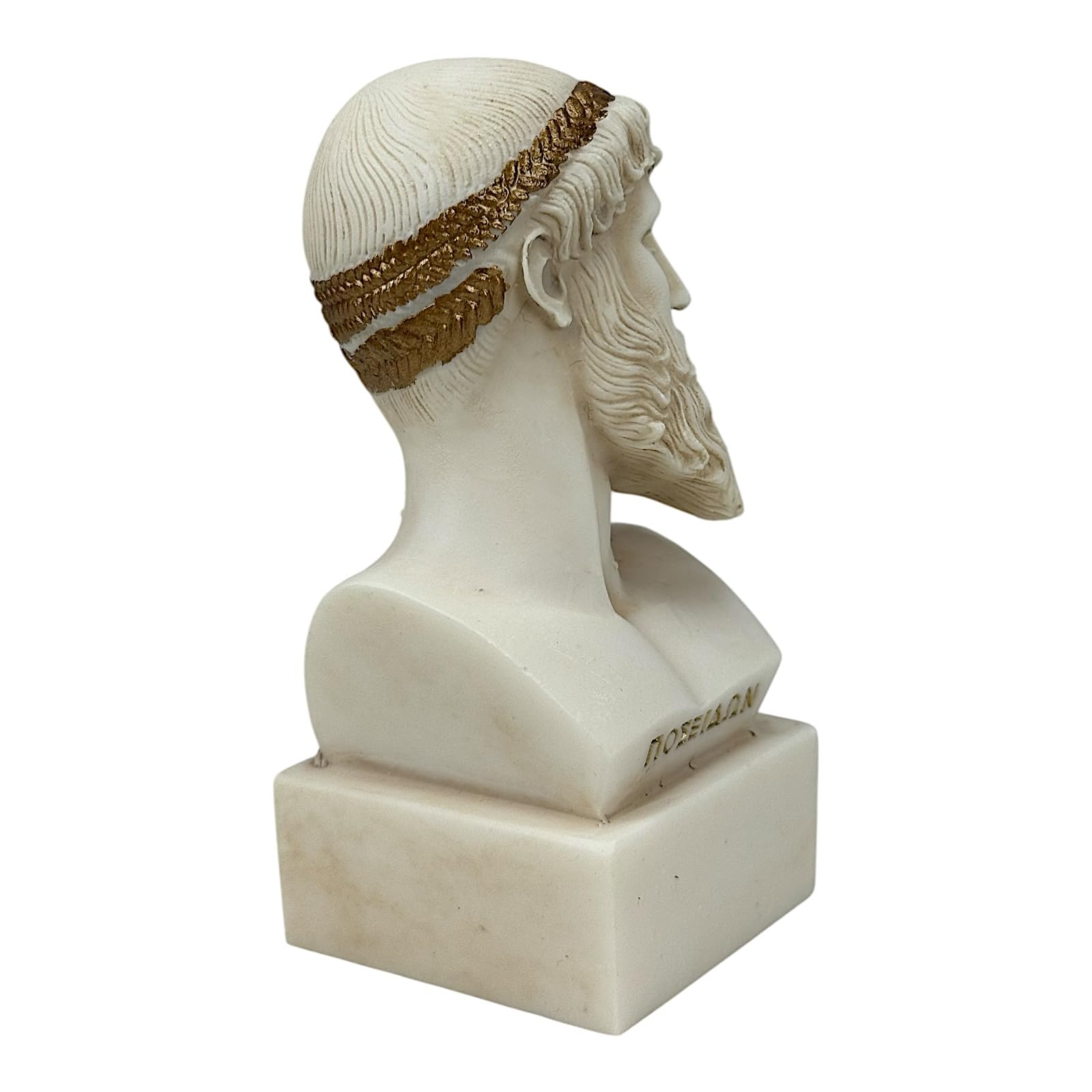 Poseidon Popiersie – grecki rzymski bóg morza, ręcznie robiona odlewana szara rzeźba alabastrowa, mała 12,9 cm
