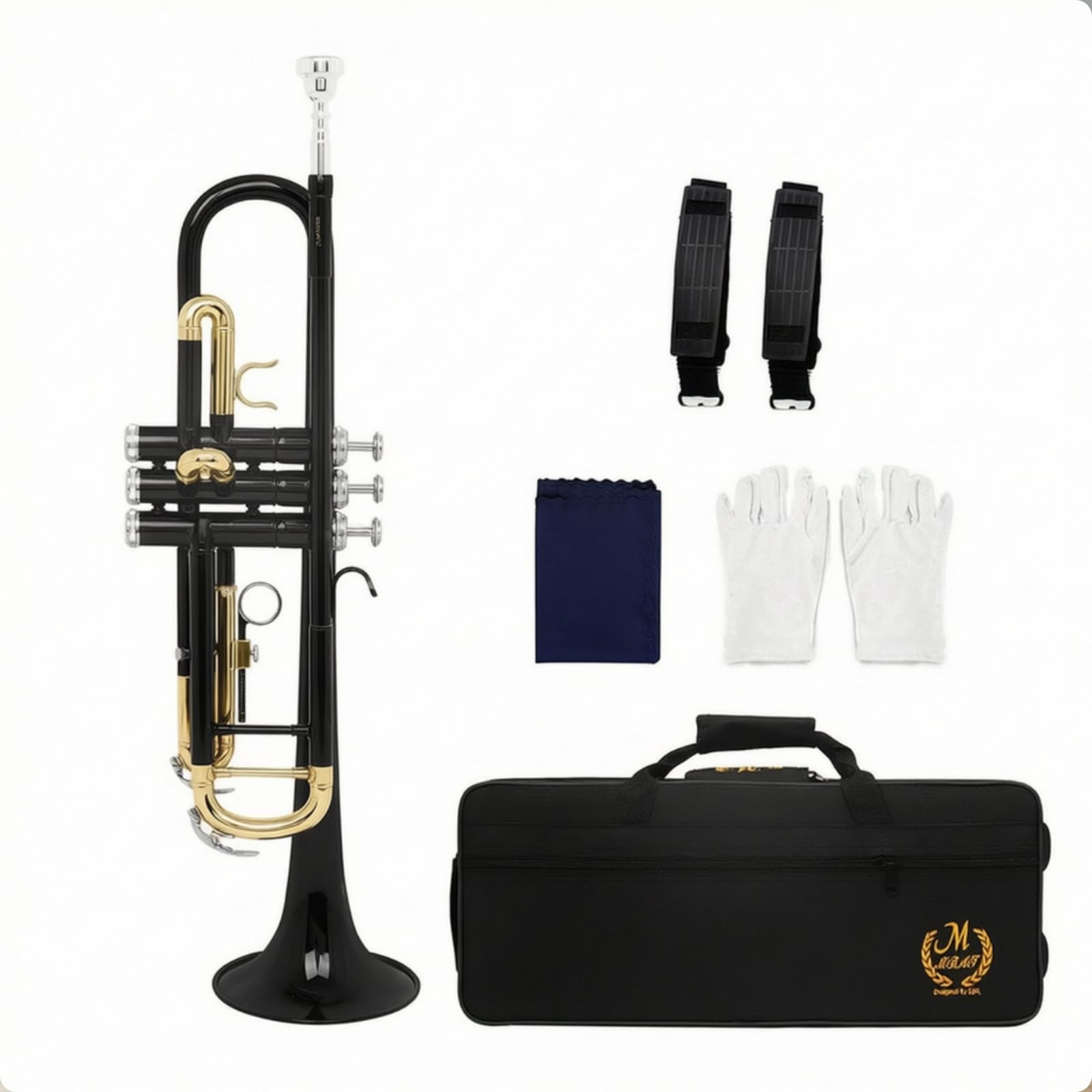 Trompete Bb Blasinstrument Musikinstrument mit Klarer Resonanz Und Stabiler Bauweise aus Messing für Schüler Anfänger Musikunterricht Heimproben Auftritte, color to 1