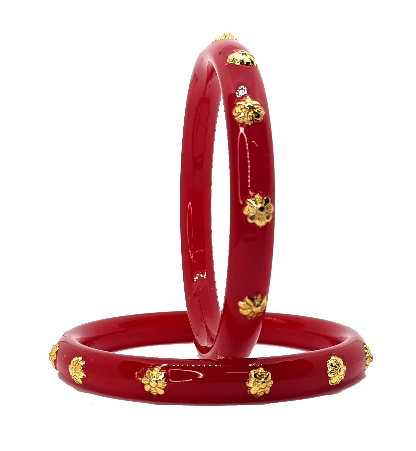 Plastic Gold Plated Shakha Pola Bangle Set for Women (Flower Red) (2-4) (B0BSNZGF4S) Amazon Price History, Amazon Price Tracker