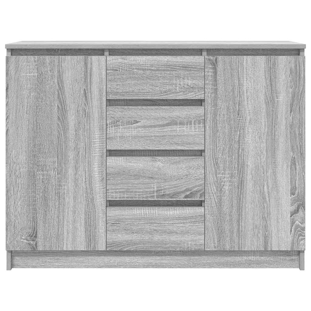 Credenza con 4 Cassetti e 2 Ante Grigio Sonoma 100,5x35x76 cm